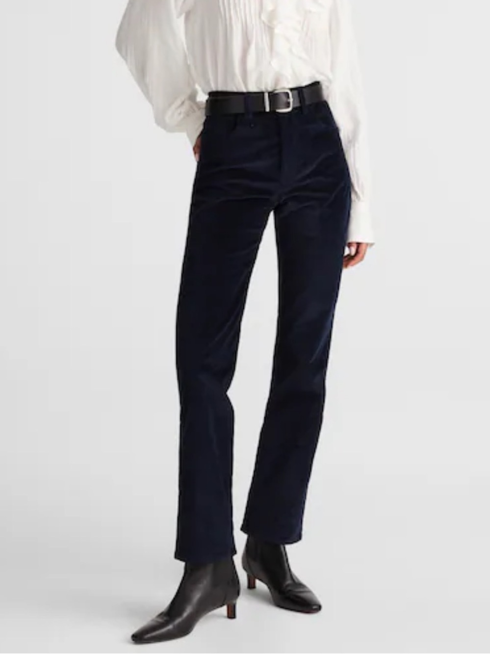 Madewell Longline Straight Pant Corduroy NWT Size 26 Navy High Rise Full Length